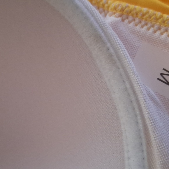 Tempt Me Bikini Halter Top Vibrant Yellow Twist Front Padded Retro Pinup Medium - Picture 9 of 10